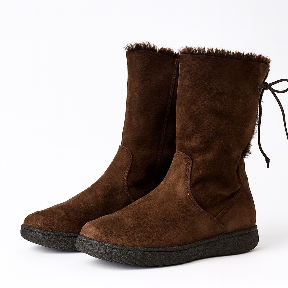 Denver Hayes Leather Winter Boots with Wool Lining Brown Mid-Calf Winer Boots 9